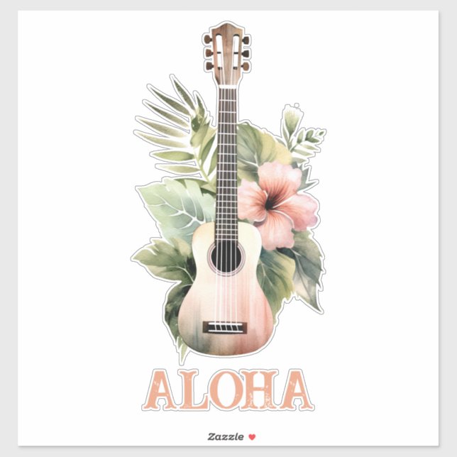 Aloha Hibiskus Blume Guitar Aufkleber (Blatt)