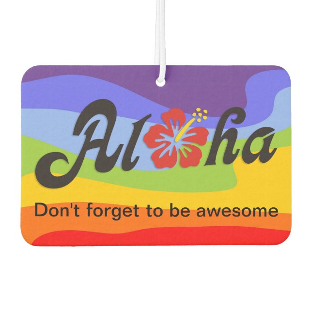 Aloha Hibiskus - flaches Hawaii Design + Ihre Idee Autolufterfrischer (Vorderseite)