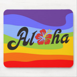 Aloha Hibiskus - flaches Hawaii Design + Ihre Idee Mousepad