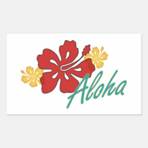 Aloha Hibiskus Rechteckiger Aufkleber
