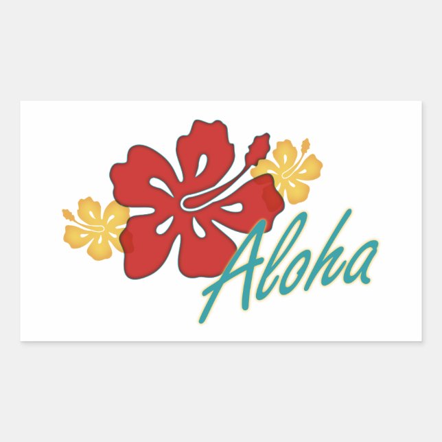 Aloha Hibiskus Rechteckiger Aufkleber (Vorderseite)