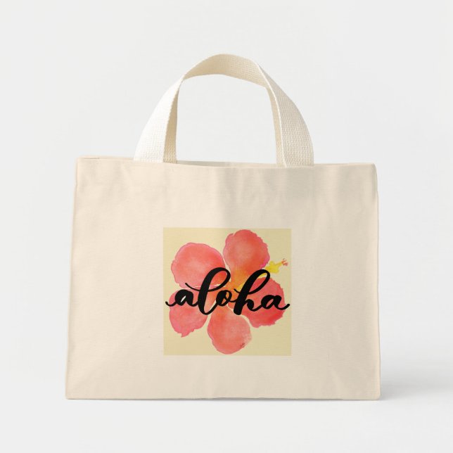 Aloha Hibiskus Tote Bag Mini Stoffbeutel (Vorne)