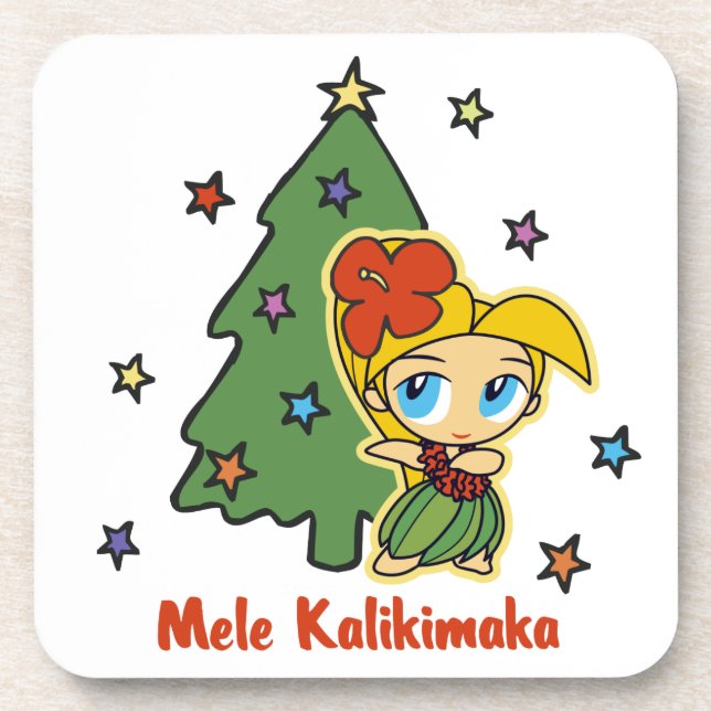 Aloha Honeys Christmas Blond Hula Girl Getränkeuntersetzer (Vorderseite)