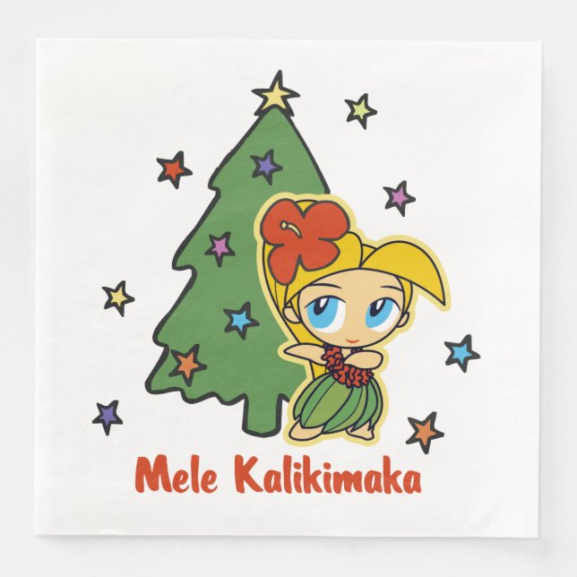 Aloha Honeys Christmas Blond Hula Girl Serviette (Vorderseite)