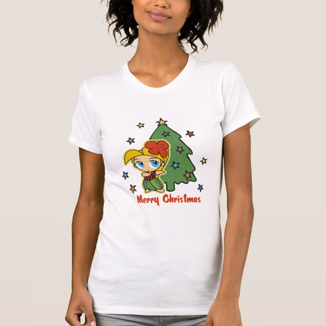 Aloha Honeys Christmas Blond Hula Girl T-Shirt (Vorderseite)