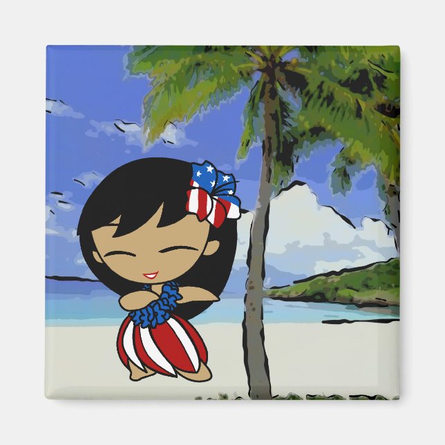 Aloha Honeys Hawaiian Beach Magnets patriotiques (Devant)