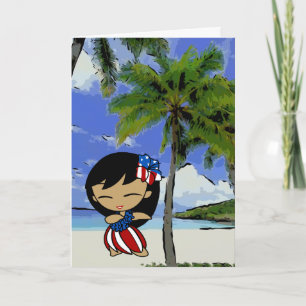 Aloha Honeys Hawaiian Beach Patriotique Cartes