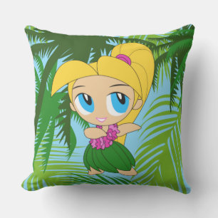 Aloha Honeys Hawaiian Blond Hula Girl Reversible Kissen