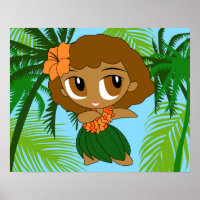 Aloha Honeys Hawaiian Brown Hair Hula Girl