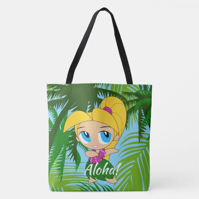 Aloha Honeys Hawaiian Hula Girl Beach Bag Tasche (Vorderseite)