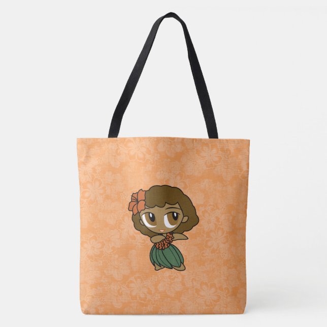 Aloha Honeys Hawaiian Orange Hula Girl Beach Bag Tasche (Vorderseite)