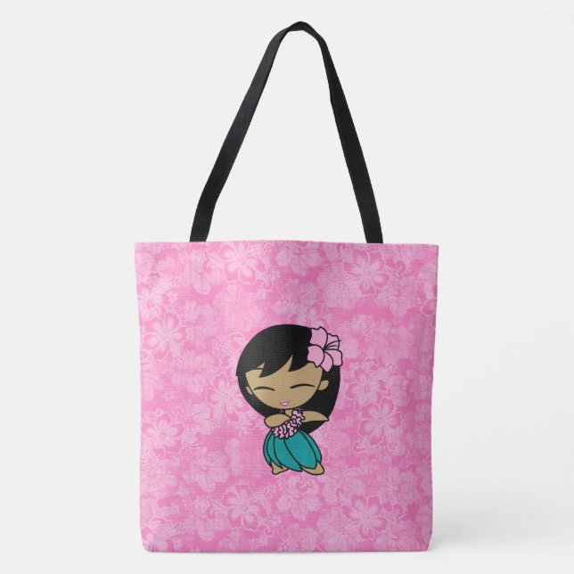 Aloha Honeys Hawaiian Pink Hula Girl Beach Bag Tasche (Vorderseite)