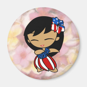Aloha Honeys Hawaiian Plumeria Patriotische Magnet