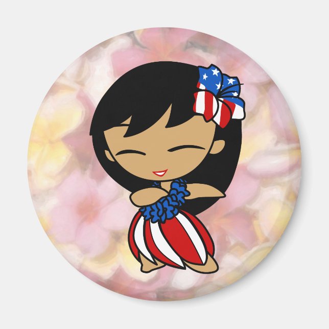 Aloha Honeys Hawaiian Plumeria Patriotische Magnet (Vorne)