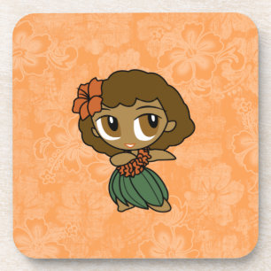 Aloha Honeys Hula Girl Hibiscus Dessous de verre