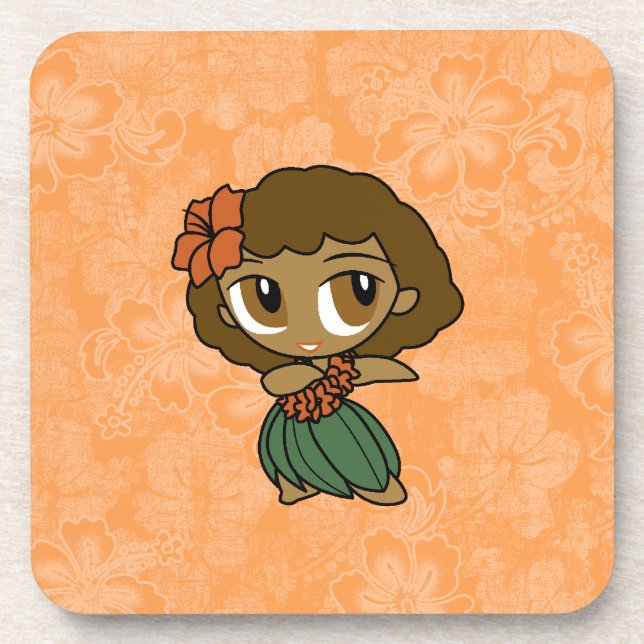 Aloha Honeys Hula Girl Hibiscus Dessous de verre (Devant)
