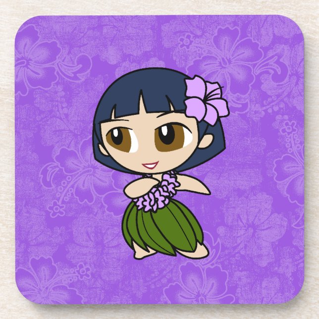 Aloha Honeys Hula Girl Hibiscus Dessous de verre (Devant)