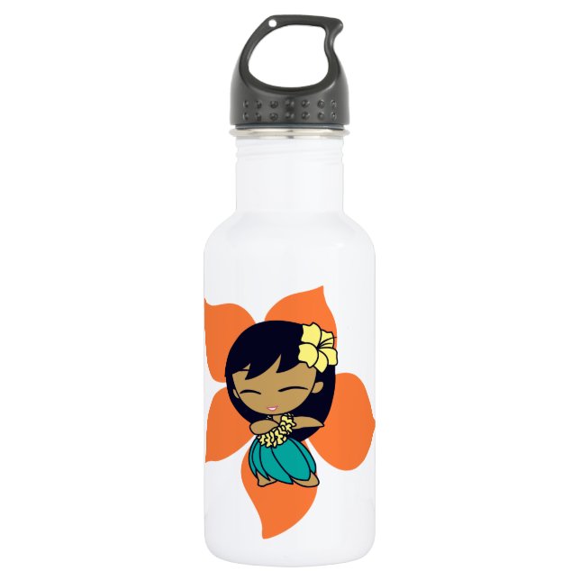 Aloha Honeys Hula Girl Hibiskus Edelstahlflasche (Vorderseite)