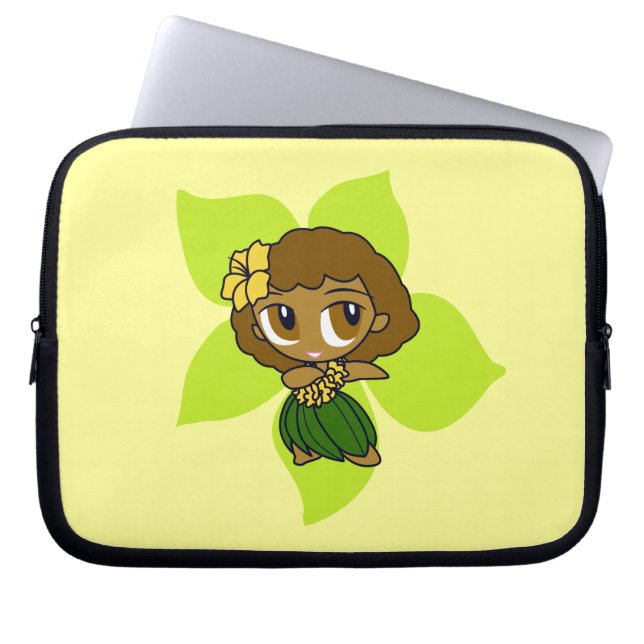Aloha Honeys Hula Girl Hibiskus Neoprene Laptopschutzhülle (Vorderseite)