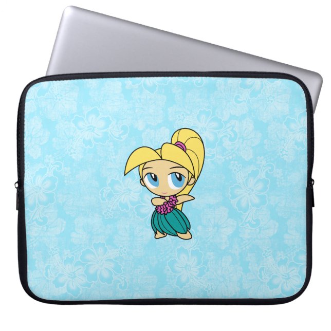 Aloha Honeys Hula Girl Hibiskus Neoprene Laptopschutzhülle (Vorderseite)