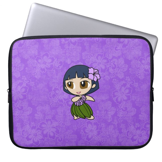 Aloha Honeys Hula Girl Hibiskus Neoprene Laptopschutzhülle (Vorderseite)