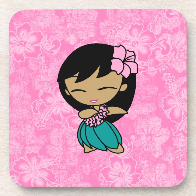 Aloha Honeys Hula Girl Hibiskus Untersetzer (Vorderseite)