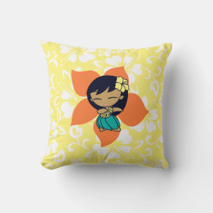 Aloha Honeys Hula Girl Reversible Square Pillows Kissen