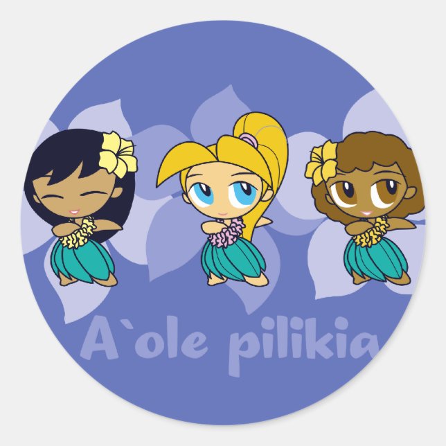 "Aloha Honeys" Hula Girls Aufkleber in Peri (Vorderseite)
