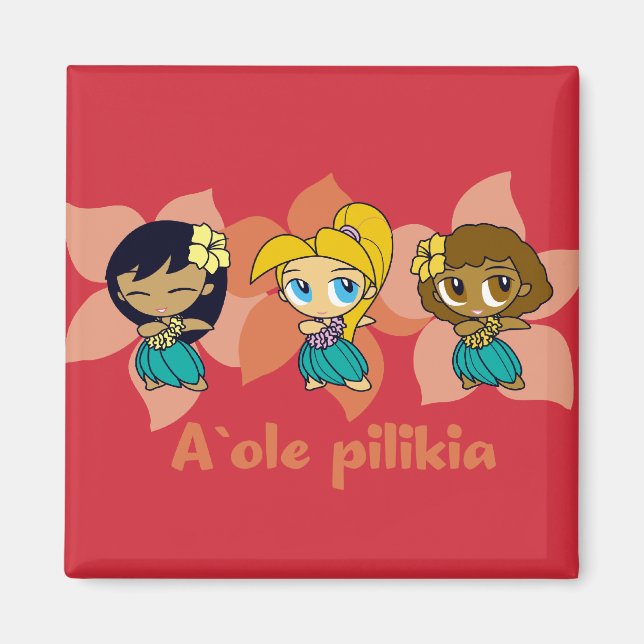 "Aloha Honeys" hula girls magnet in rot (Vorne)