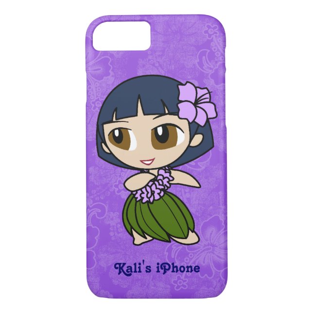 Aloha Honeys Lila Hula Girl Hawaii Hibiskus Case-Mate iPhone Hülle (Rückseite)