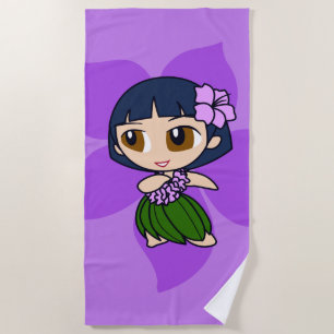 Aloha Honeys Lila Hula Girl Hawaiian Hibiskus Strandtuch