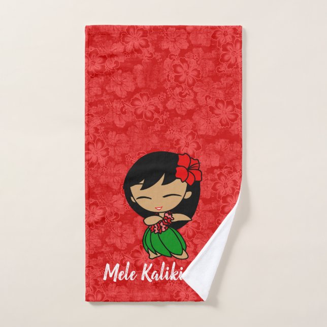 Aloha Honeys Noël Hawaiian Hula Girl Hibiscus (Serviette à main)