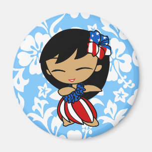 Aloha Honeys Patriotic Hula Girl Magnete Magnet