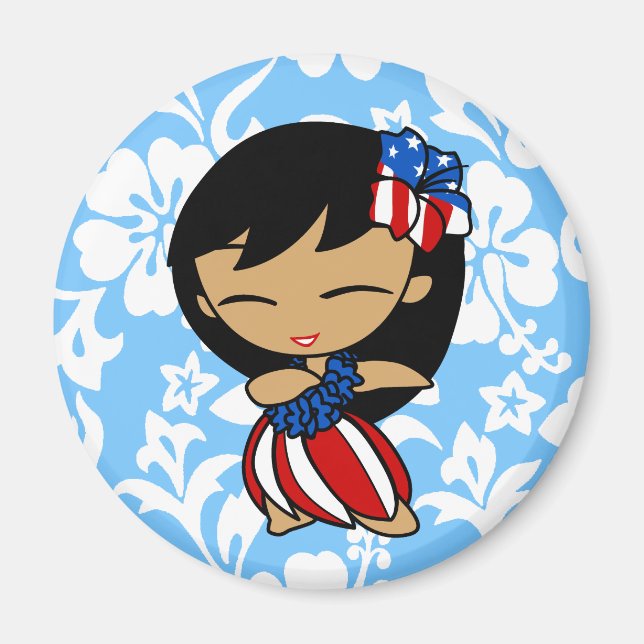 Aloha Honeys Patriotic Hula Girl Magnete Magnet (Vorne)