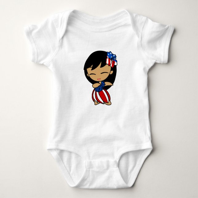 Aloha Honeys Patriotic Hula Girl T - Shirt (Vorderseite)