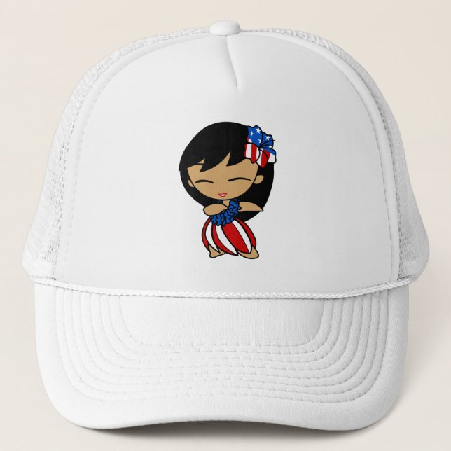 Aloha Honeys USA Drapeau Hula Girl Casquette (Devant)