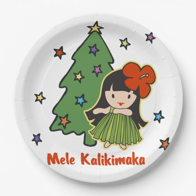 Aloha Honig-Weihnachtenhawaiisches Hula Mädchen Pappteller (Vorderseite)
