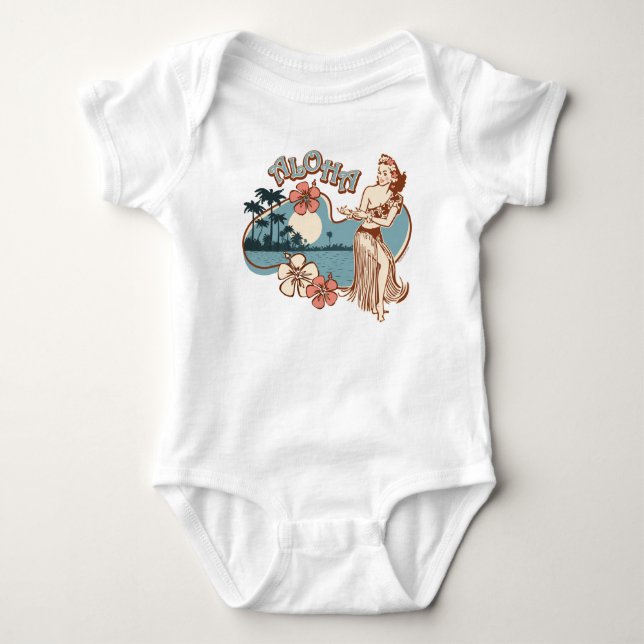 Aloha Hula Mädchen Baby Strampler (Vorderseite)