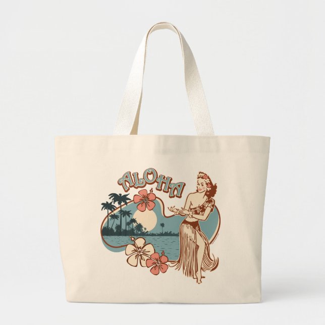 Aloha Hula Mädchen-Taschen-Tasche Jumbo Stoffbeutel (Vorne)