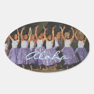 Aloha Hula Ovaler Aufkleber