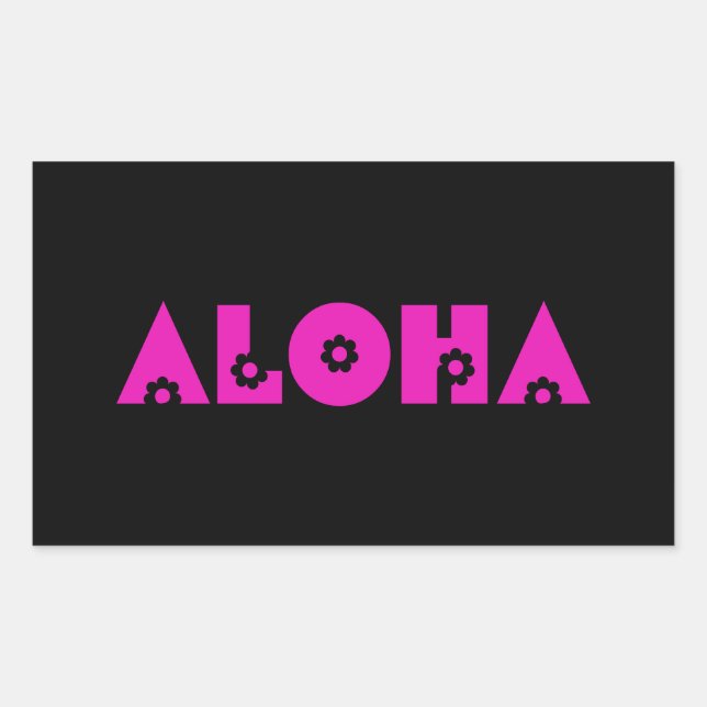 Aloha in rosa Blume Rechteckiger Aufkleber (Vorderseite)