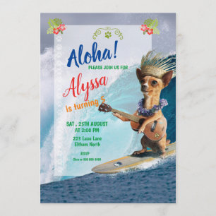 Aloha ! Invitation d'anniversaire de chien hawaïen