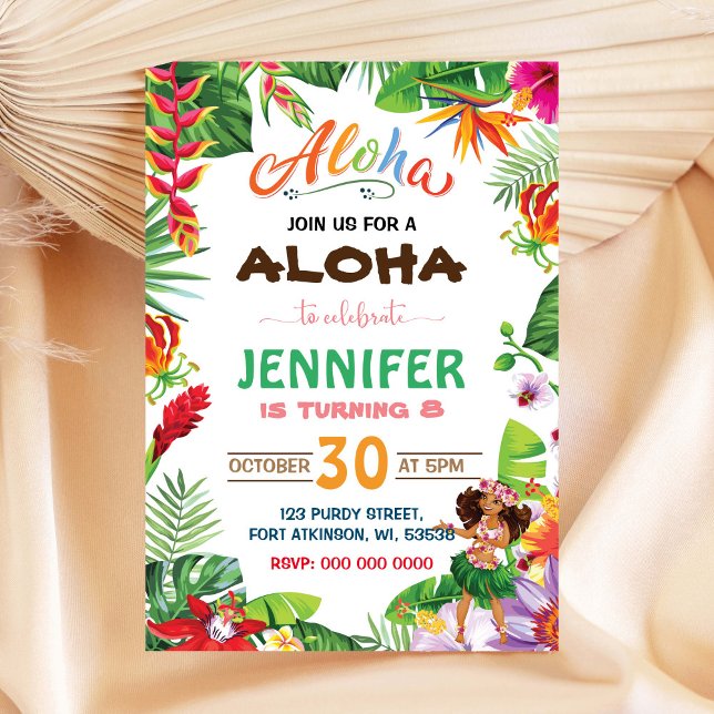 Aloha Invitation fille anniversaire (Créateur téléchargé)