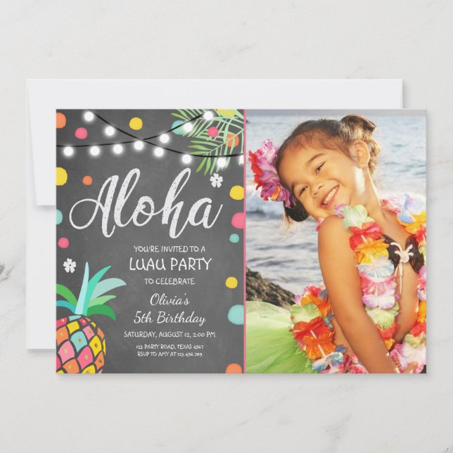 Aloha invitation tropical Hawaï Luau de fête (Devant)