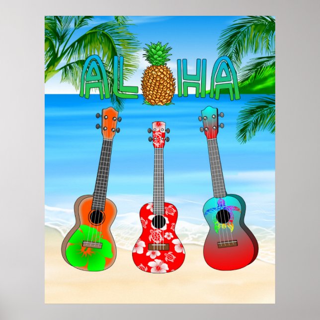 Aloha Island Ukuleles Poster (Vorne)