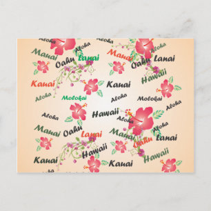 Aloha, Kauai, hawaii, oahu, maui, lanai Hintergrun Postkarte