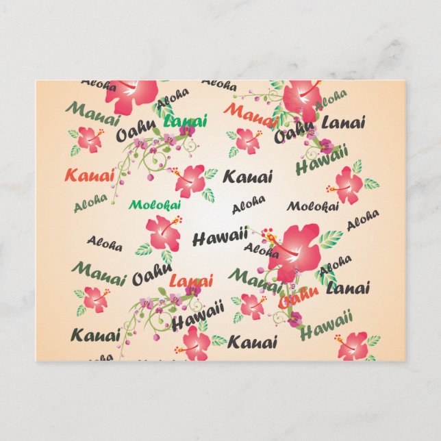 Aloha, Kauai, hawaii, oahu, maui, lanai Hintergrun Postkarte (Vorderseite)