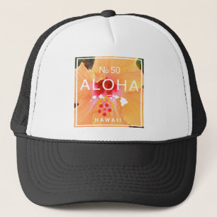 Aloha kein 50 Orangen-Hibiskus Truckerkappe