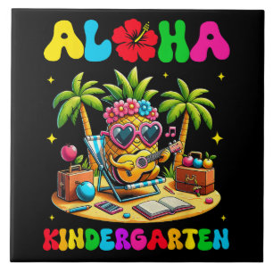 Aloha Kindergarten Ananas Hawaii Zurück zur Schule Fliese