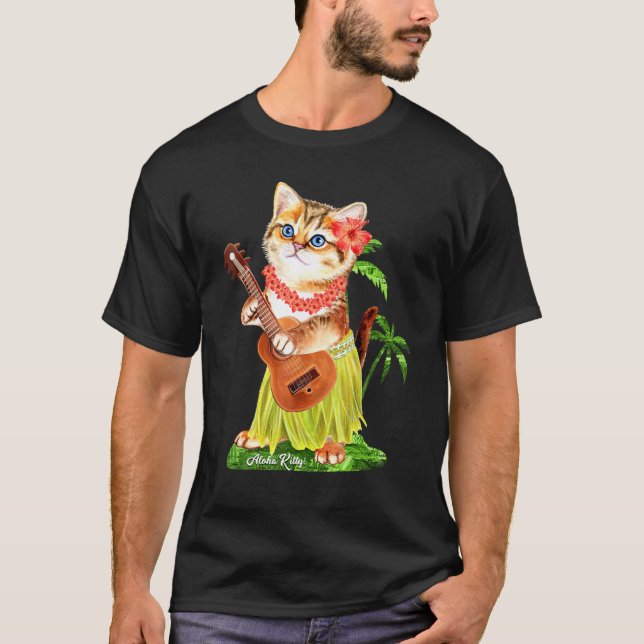 Aloha Kitten Hula Sommerkatze Niedlich T-Shirt (Vorderseite)